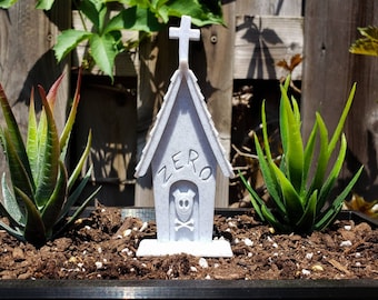 Ghost Dog Headstone Garden Marker || Horror Gothic Home Decor Goth Zero Grave Plant Tombstone Christmas Halloween Cake Topper || 3D Print