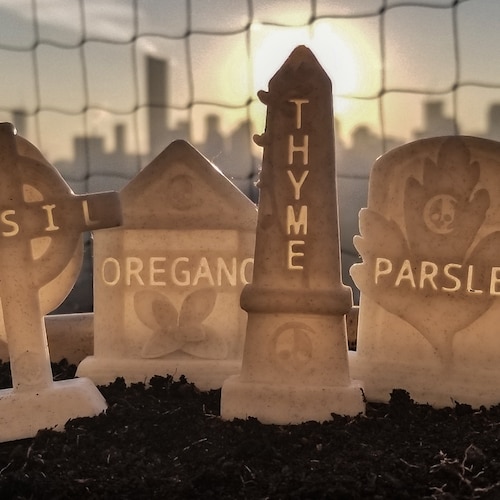 Herb Tombstone Graveyard Garden Stakes || Gothic Home Decor Goth Herb Garden Headstone Tombstone Grave Stone Cake Topper || Gift 3D Print
