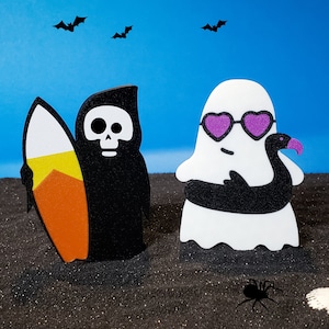 Grim Surfer and Beach Boo Ghoulz • Gothic Home Decor • 3D Printed
