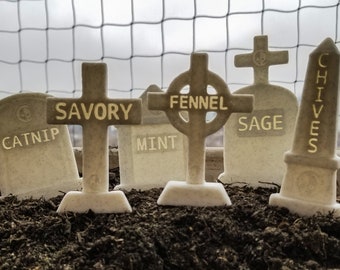 Graveyard Headstone Garden Markers • Gothic Home Garden Decor • Personalized 3D Print