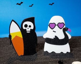 Grim Surfer and Beach Boo Ghoulz • Gothic Home Decor • 3D Printed