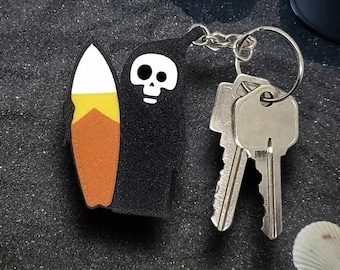 Grim Surfer Reaper Keychain • Gothic Accessory • 3D Printed