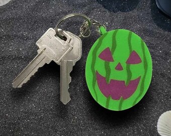 Watermelon Jack-O-Lantern Keychain • Gothic Accessory • 3D Printed
