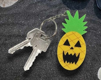 Pineapple Jack-O-Lantern Keychain • Gothic Accessory • 3D Printed