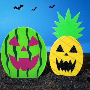 Watermelon and Pineapple Jack-O-Lantern Ghoulz • Gothic Home Decor • 3D Printed