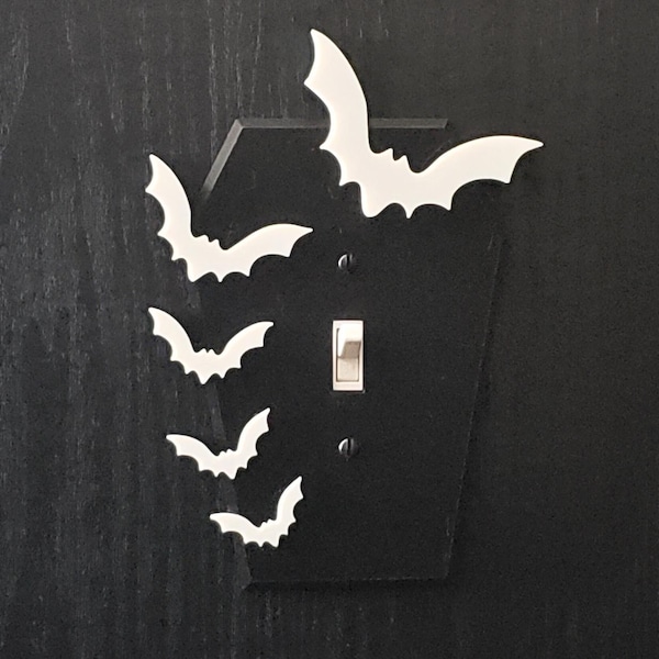 Batty Coffin Light Switch Cover • Gothic Home Hardware Decor • 3D Printed