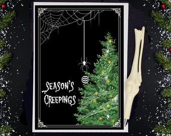 Season's Creepings Greeting Card || Gothic Christmas Card, Halloween, Horror, Goth, Love, Creepmas, Hexmas