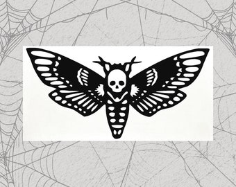 Death Head Moth Permanent Vinyl Decal || Gothic Home Decor Halloween Decoration Deaths Head Hawkmoth Sticker