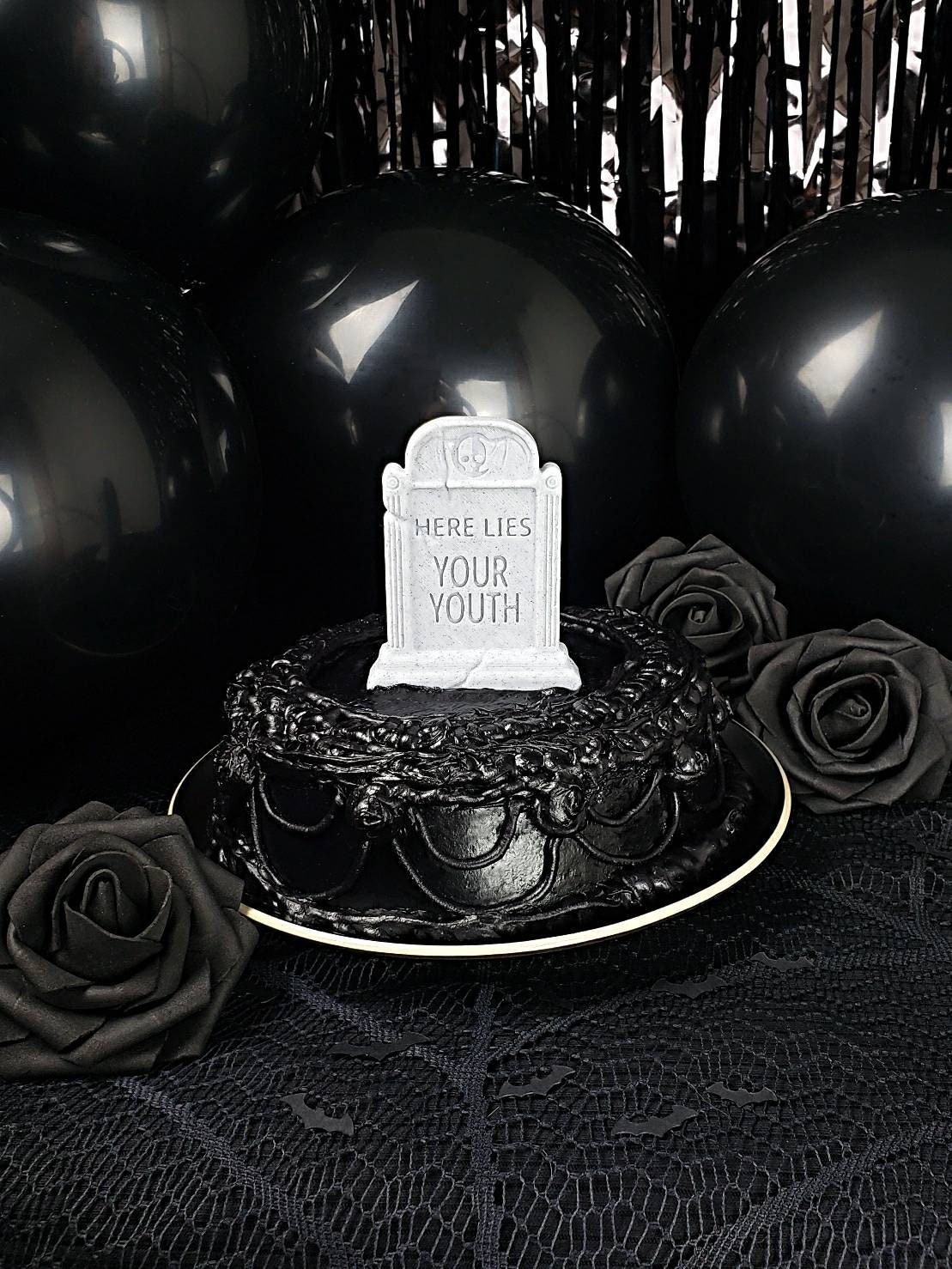 Here Lies Your Youth Tombstone Cake Topper / Garden Marker || RIP Youth Birthday Goth, Gothic, Love, Occasion Holiday Dark Customizable