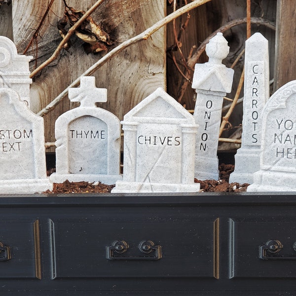 Graveyard Headstone Garden Markers v2 • Gothic Home Garden Decor • Personalized 3D Print