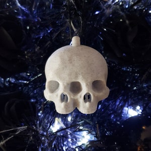Enfeite de árvore de caveira conjugada • Decoração gótica para casa de férias • Impressão 3D