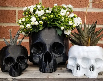 Large Skull Planter • Gothic Home Garden Decor • 3D Printed