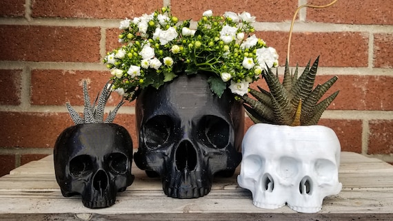 Large Skull Planter • Gothic Home Garden Decor • 3D Printed