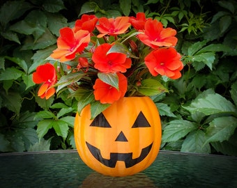 Pumpkin Jack-O-Lantern Planter • Gothic Home Garden Decor • 3D Printed