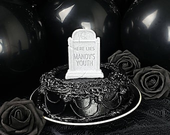 Here Lies *CUSTOM NAME* Youth Tombstone Cake Topper / Garden Marker || RIP Birthday Goth, Gothic, Love, Occasion Holiday Dark Customizable