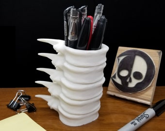 Human Spine Pen Cup • Gothic Home Decor • 3D Printed