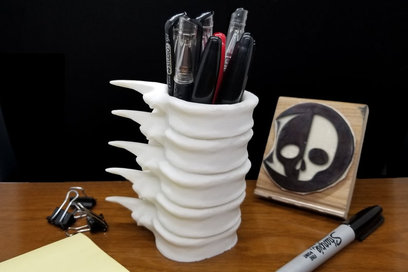 Spine Pen Cup gothic office accessories makeup brush holder Etsy