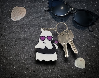 Beach Boo Ghost Keychain • Gothic Accessory • 3D Printed