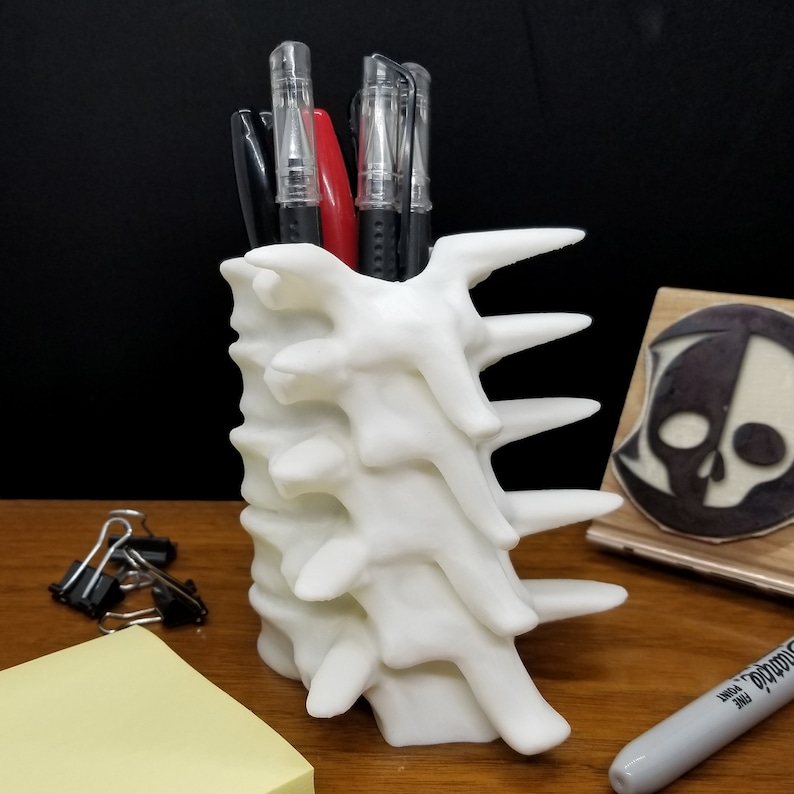 Spine Pen Cup gothic office accessories makeup brush holder Etsy