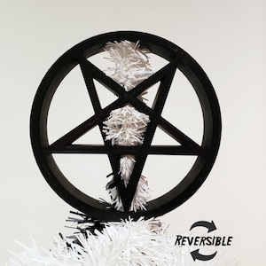 Pentagram Tree Topper Pentacle Reversible • Gothic Holiday Home Decor • 3D Printed