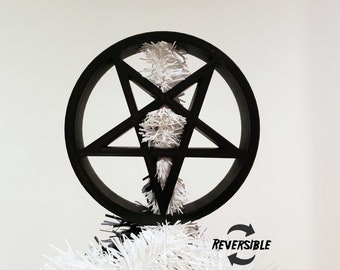 Pentagram Tree Topper Pentacle Reversible • Gothic Holiday Home Decor • 3D Printed