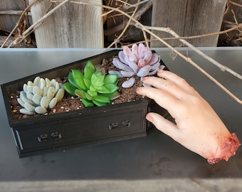 Großer Sarg-Pflanzkübel, 25 cm (10 Zoll) • Gotische Gartendekoration • 3D-gedruckt