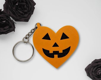 Jack-O-Lantern Heart Keychain • Gothic Accessory • 3D Printed