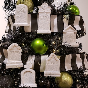 Headstone Tree Ornaments • Gothic Holiday Home Decor • Personalized 3D Print