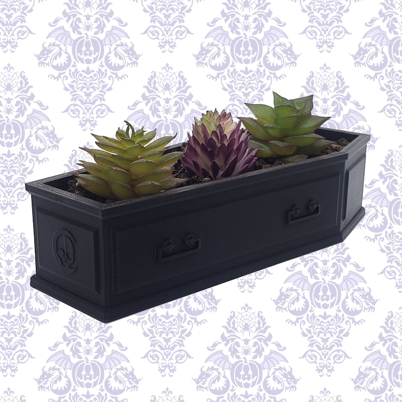 Coffin Succulent Planter Gothic Home Garden Decor 3D Printed image 1