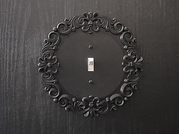 Victorian Frame Switch Plate Cover - Round Oversized • Gothic Home Hardware • 3D Printed #R1