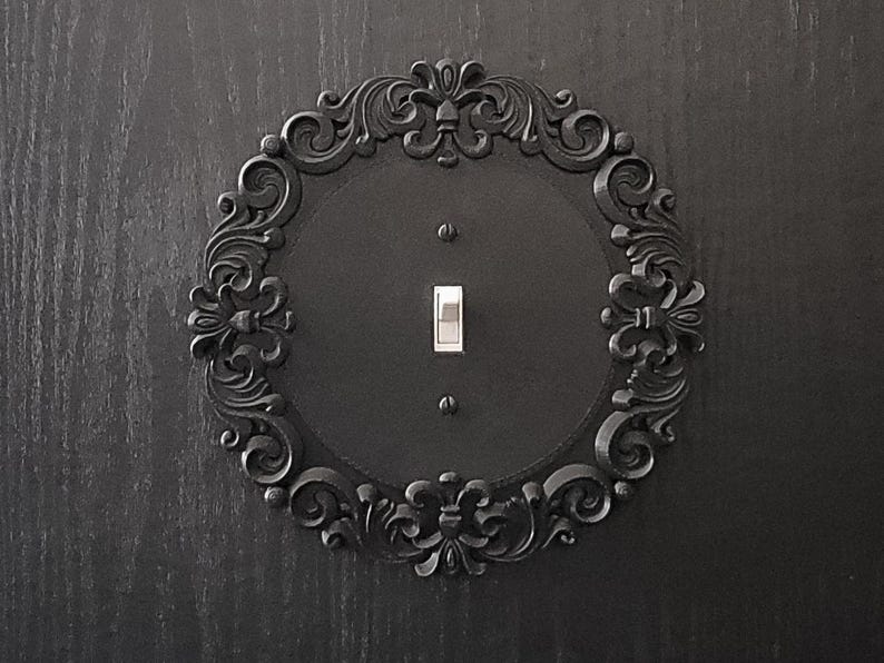 Victorian Frame Switch Plate Cover - Round Oversized • Gothic Home Hardware • 3D Printed #R1 image 1