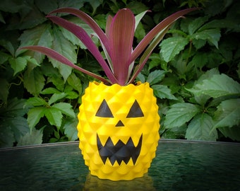 Pineapple Jack-O-Lantern Planter • Gothic Home Garden Decor • 3D Printed