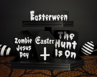 Creepy Easter Sign Shelf Sitters • Easterween Decor • 3D Printed