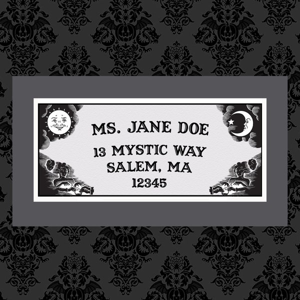 Custom Spirit Board Return Address label tags 8X6 Sticker Sheet Stickers Witchy Gothic gifts wrapping goth horror occult Ouija stationary