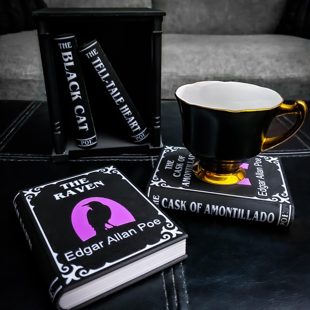 Edgar Allan Poe Book Coasters • Gothic Home Decor • 3D Printed - Etsy