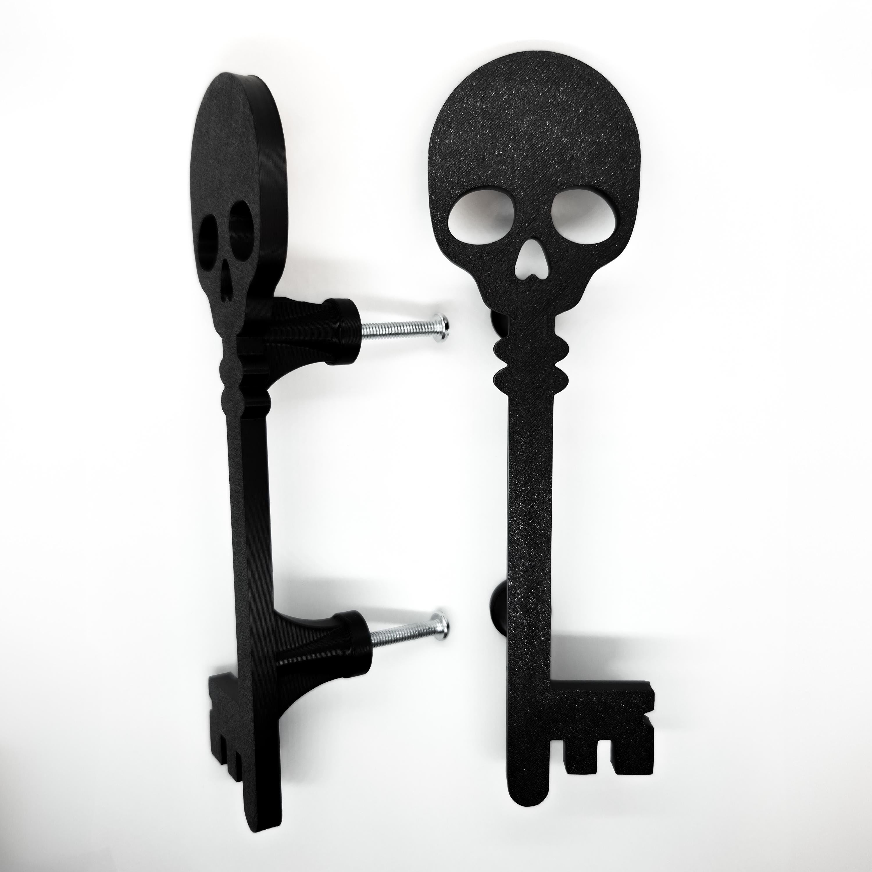 Skull Skeleton Key Drawer Pull • Gothic Home Hardware Decor • 3D