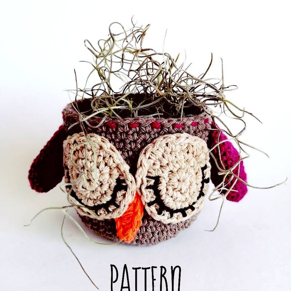 Etsy Crochet Owl PATTERN,  Planter Basket, Digital Pattern, pdf Easy Crochet Pattern, Crochet Owl Planter, Therapy Crochet