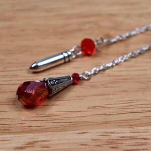 Red Glass Pendulum – Silver Tone Fortune Telling Divination Tool
