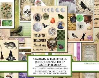 Samhain Halloween Ephemera, Gothic Scrapbook Kit (Digital Download)