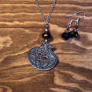 Pomegranate Necklace and Earring Set - Witchy Jewelry - Magical Crafting - Pomegranate Jewelry - Witchy Aesthetic - Goddess Persephone