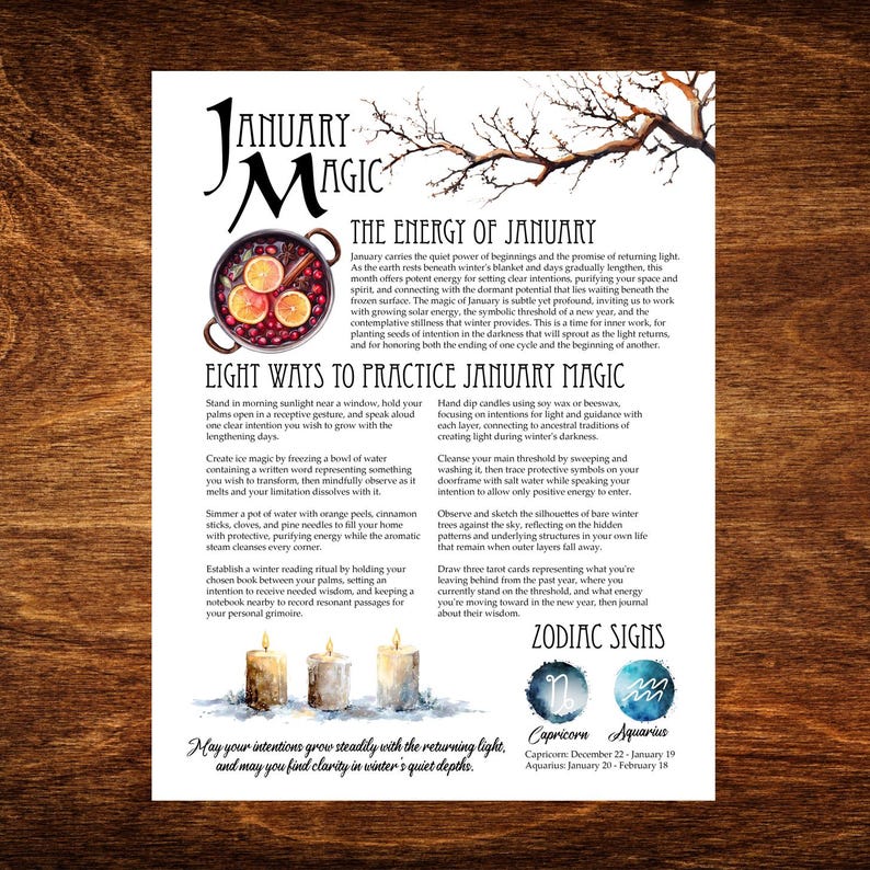 January Magic Book of Shadows Page – Witchcraft Printable (digital ...