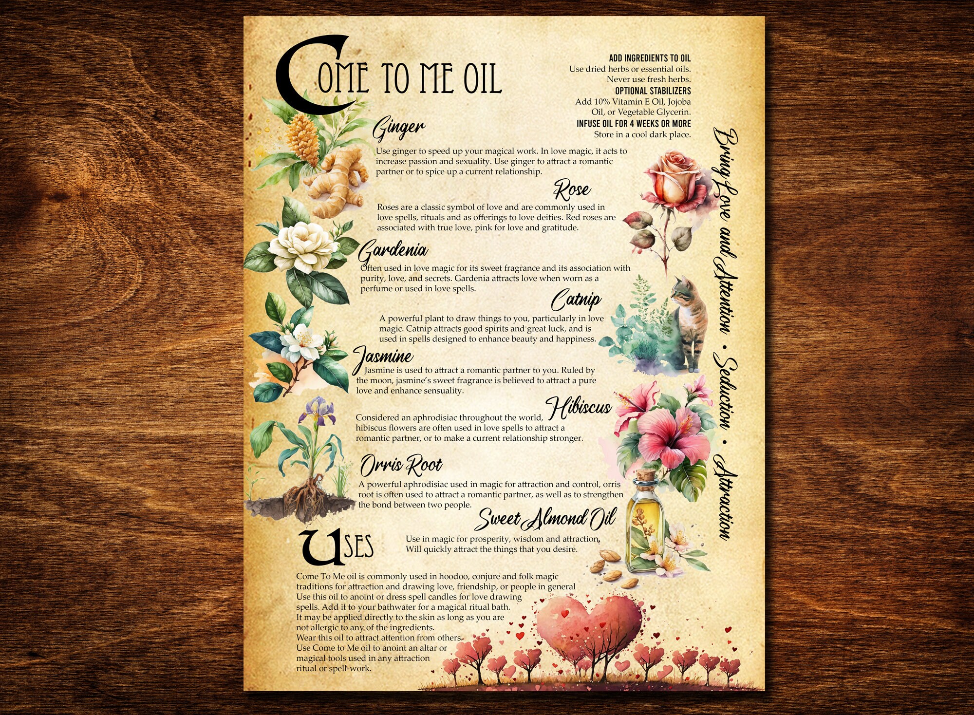 Come to Me Oil Book of Shadows Printable Page - Come to Me Spell Oil