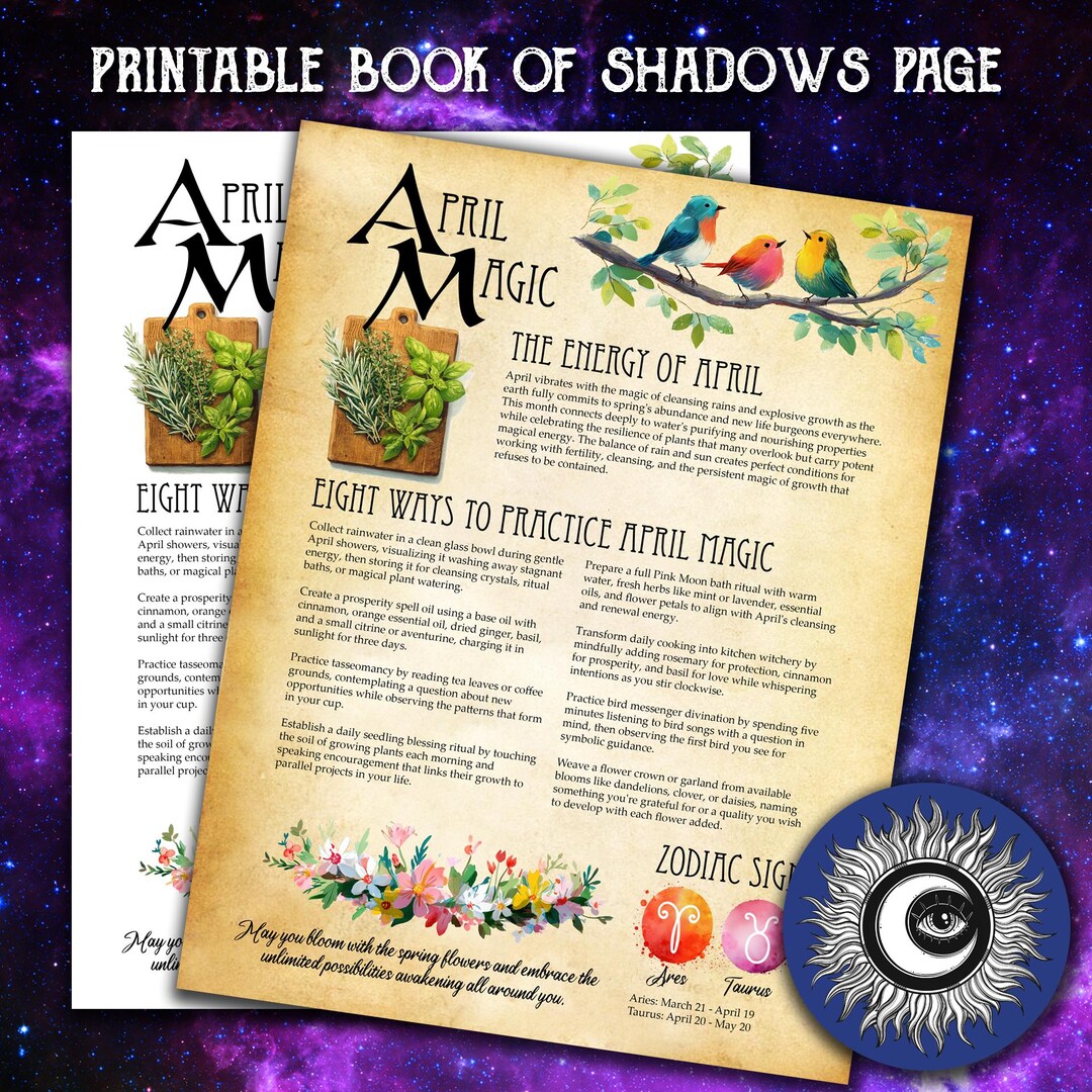 April Magic Book of Shadows Page - Witchcraft Grimoire (digital ...