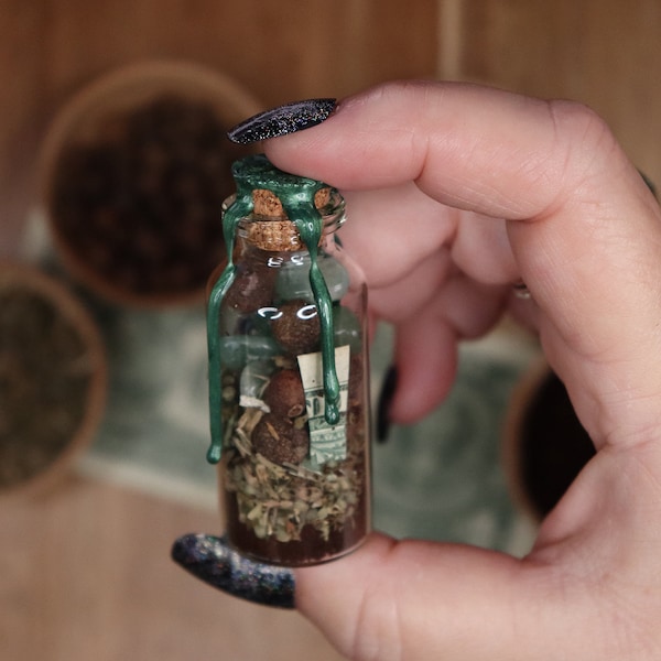 Money Draw Spell Jar, Sort d'abondance, Richesse, Prospérité, Opportunité - Witch Jar, Shaker, Hoodoo, Witchcraft, Magical Crafting