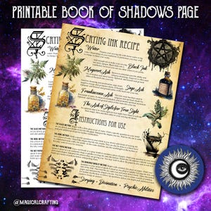 Scrying Ink Druckbare Buch der Schatten Seite - Scrying Ink Rezept - Digital druckbare Grimoire Seite - Scrying Ink Druckbare Seite
