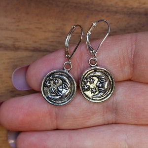 Mond und Sterne Ohrringe - Mond Ohrringe - Silber Mond Ohrringe - Mond Schmuck Himmlische Ohrringe - Zauberhaftes Basteln, Hexenschmuck