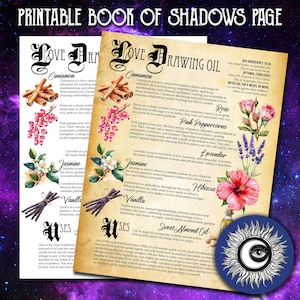 Love Drawing Oil - Printable Book of Shadows Page (Digital Download)