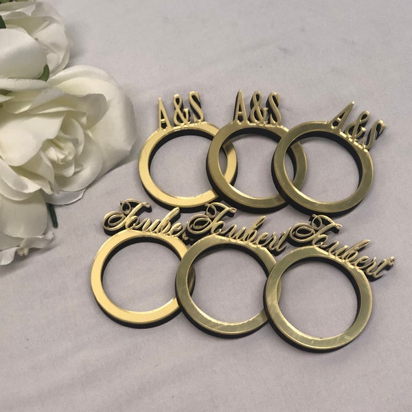 Custom Laser Cut Unique Personalized Napkin rings, Wedding Napkin rings placecard, Wedding Name placecard, Party favor, wood, mirror acrylic