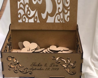 Custom Laser Cut Unique Personalized  Box to hold signs pieces for Wedding Special Occasion Birthday Newhome Baby Shower Guestbook
