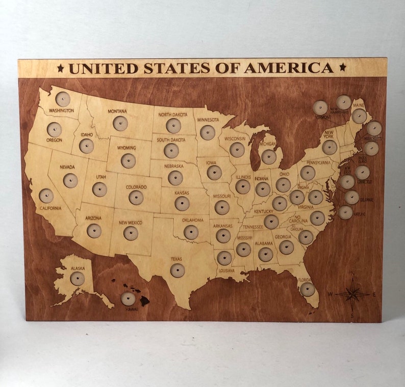 Wooden US 50 States Quarter Map - Il 794xN.3514893439 En2k 